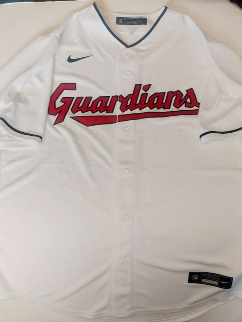 Nike Cleveland Guardians Mens Size M Full Button Home Jersey White Blank MLB